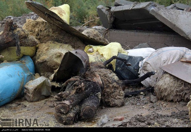 خسارت سیل به مرکز فروش دام در تبریز (عکس)