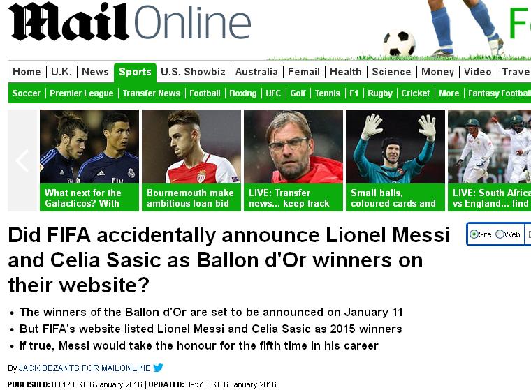 فیفا عمدا توپ طلای پنجم مسی را لو داد؟(+عکس)