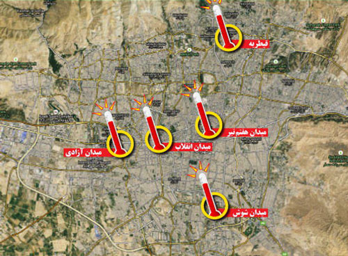 كشف ۵ جزيره گرمايي در تهران كشف ۵ جزيره گرمايي در تهران