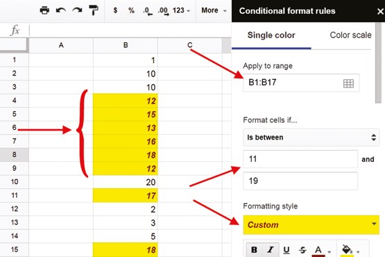 قالب‌بندی شرطی در گوگل‌شیت