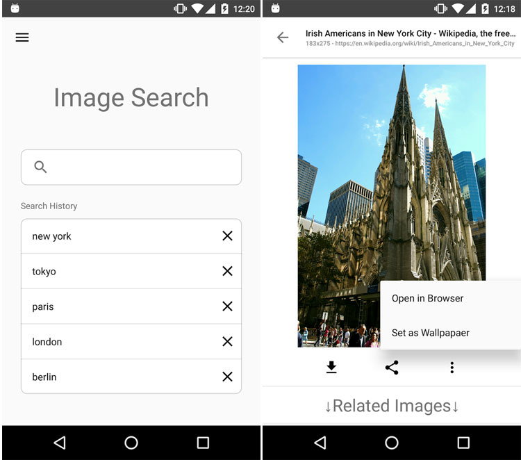 جستجو و ذخیره تصاویر در اپلیکیشن Image Search