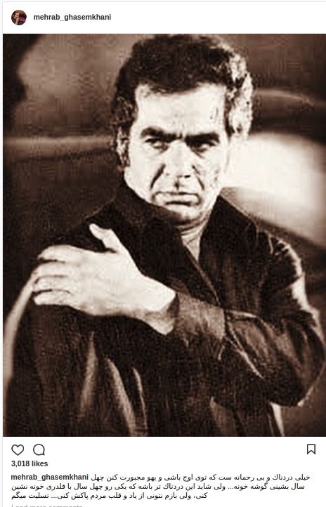 کنایه مهراب قاسم&zwnj;خانی به خانه&zwnj;نشین شدن ناصر ملک&zwnj;مطیعی (عکس)