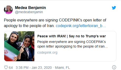 نامه عذرخواهی مردم آمریکا از ایران بابت ترور سردار سلیمانی