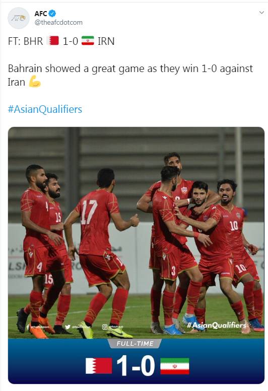 تمجید AFC از بازی بحرین برابر ایران (+عکس) تمجید AFC از بازی بحرین برابر ایران (+عکس)