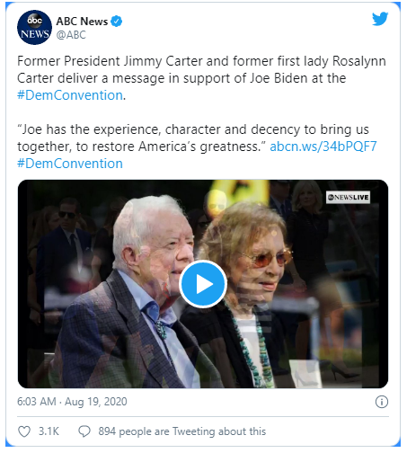 جو بایدن رسما نامزد حزب دموکرات در انتخابات ریاست جمهوری آمریکا شد کارتر