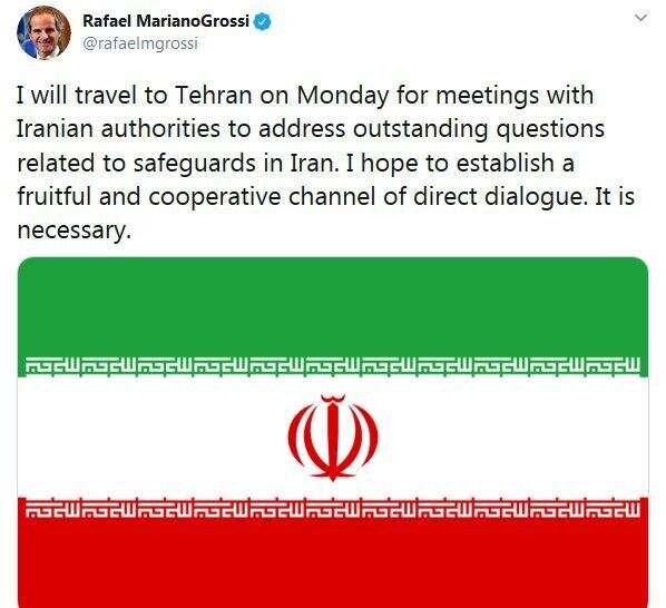 مدیرکل آژانس: دوشنبه به تهران می آیم