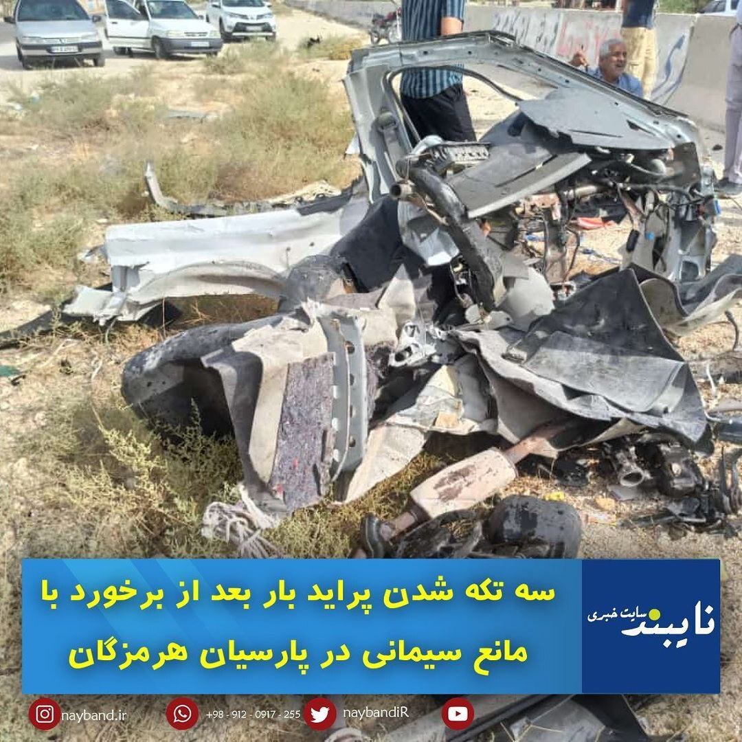 پراید سه تکه شد / راننده سالم ماند (+عکس)